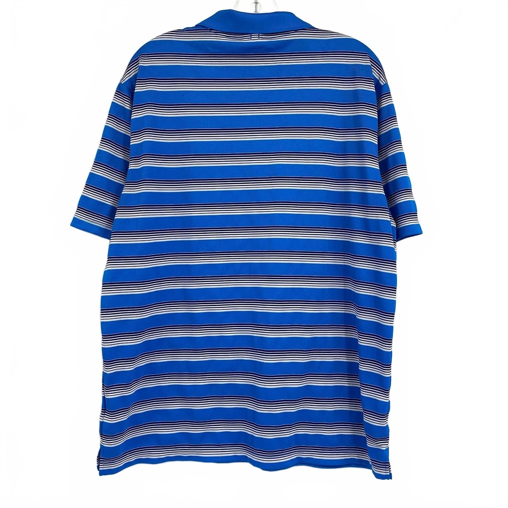 Nike Blue White Striped Short Sleeve Golf Polo | Men’s L - Picture 2 of 7